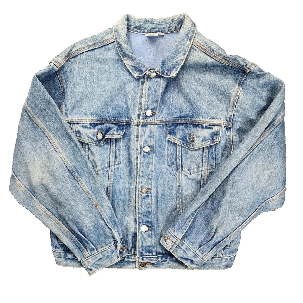 Vintage‎ Harley Davidson Denim Jacket Womens Medium Light Wash Made in USA Biker